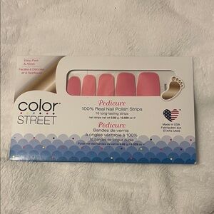 Color Street Strawberry Sunrise Pedicure Nail Strips in Pink